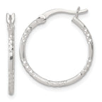 Sterling Silver Polished Diamond-cut Textured 20x1.5mm Round Hoop Earrings