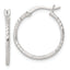 Sterling Silver Polished Diamond-cut Textured 20x1.5mm Round Hoop Earrings