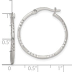 Sterling Silver Polished Diamond-cut Textured 25x1.5mm Round Hoop Earrings