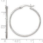 Sterling Silver Polished Diamond-cut Textured 30x1.5mm Round Hoop Earrings
