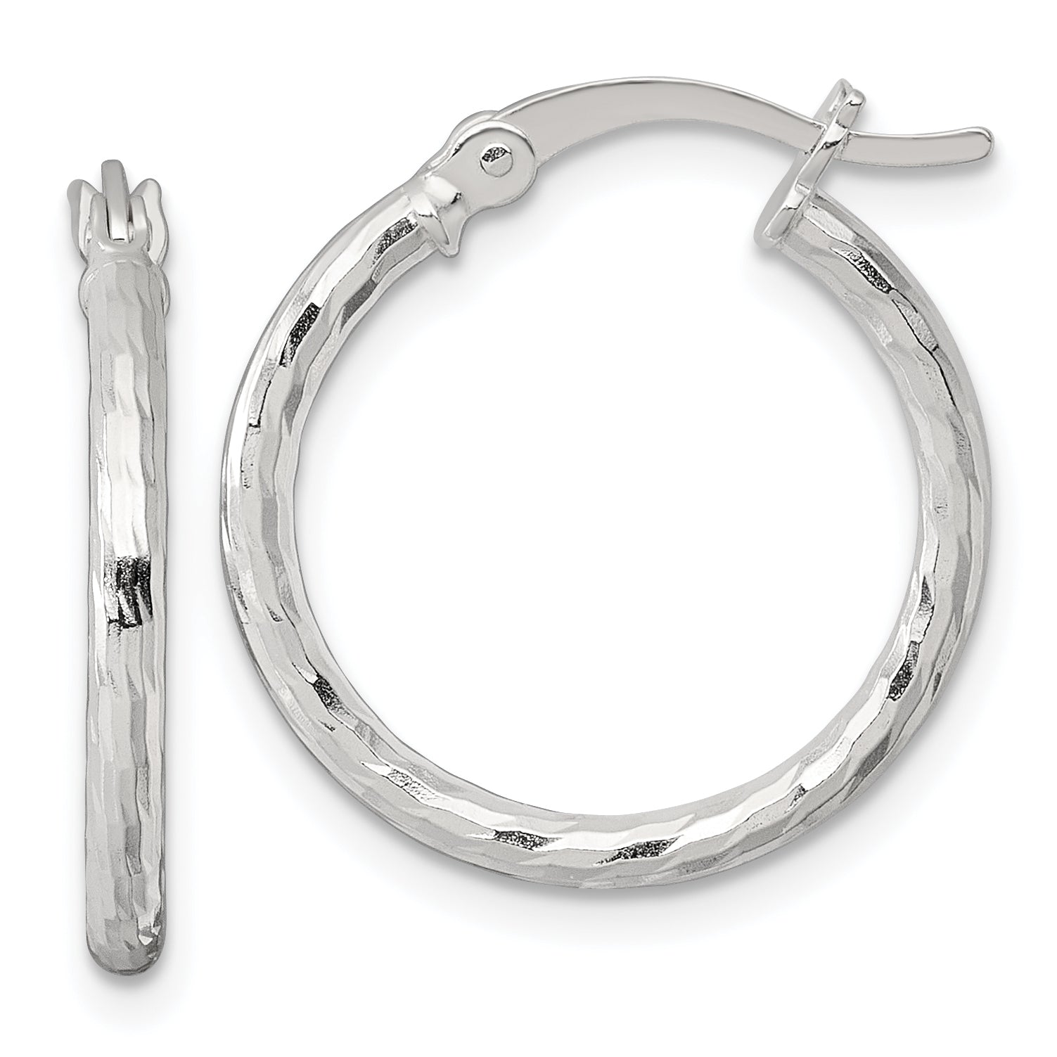 Sterling Silver Polished Diamond-cut 20x2mm Round Hoop Earrings Main image