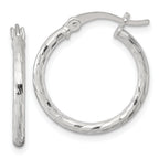 Sterling Silver Polished Diamond-cut 20x2mm Round Hoop Earrings