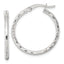 Sterling Silver Polished Diamond-cut 25x2mm Round Hoop Earrings