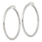 Sterling Silver Polished Diamond-cut 40x2mm Round Hoop Earrings