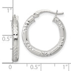 Sterling Silver Polished Diamond-cut Textured 20x3.25mm Round Hoop Earrings