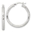 Sterling Silver Polished Diamond-cut Textured 30x3.25mm Round Hoop Earrings