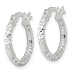Sterling Silver Polished Diamond-cut Textured 16x2.25mm Round Hoop Earrings