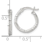 Sterling Silver Polished Diamond-cut Textured 16x2.25mm Round Hoop Earrings