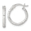 Sterling Silver Polished Diamond-cut Textured 16x2.25mm Round Hoop Earrings