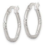 Sterling Silver Polished Diamond-cut Textured 20x2.25mm Round Hoop Earrings