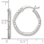Sterling Silver Polished Diamond-cut Textured 20x2.25mm Round Hoop Earrings