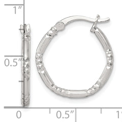 Sterling Silver Polished Diamond-cut Textured 20x2.25mm Round Hoop Earrings