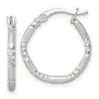 Sterling Silver Polished Diamond-cut Textured 20x2.25mm Round Hoop Earrings