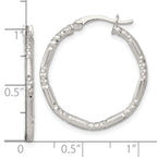 Sterling Silver Polished Diamond-cut Textured 25x2.25mm Round Hoop Earrings