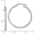 Sterling Silver Polished Diamond-cut Textured 30x2.25mm Round Hoop Earrings