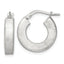 Sterling Silver Brushed Textured 4.25mm x 18mm Square Tube Hoop Earrings