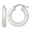 Sterling Silver Brushed Textured 4.25mm x 24mm Square Tube Hoop Earrings