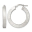 Sterling Silver Brushed Textured 4.25mm x 28mm Square Tube Hoop Earrings