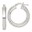 Sterling Silver Polished and Textured 4.00 x 29mm Hoop Earrings