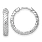 Sterling Silver Rhodium-plated Polished 4.00 x 20mm Braided Round Hinged Hoop Earrings