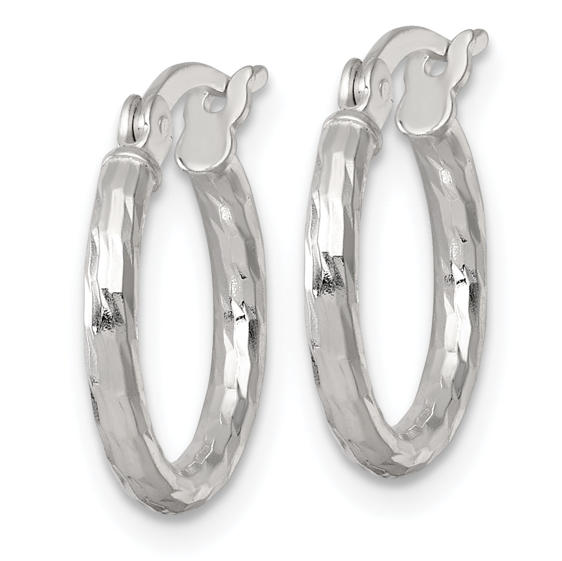 Sterling Silver Polished Diamond-cut 15x2.0mm Round Hoop Earrings Secondary image
