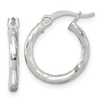 Sterling Silver Polished Diamond-cut 15x2.0mm Round Hoop Earrings