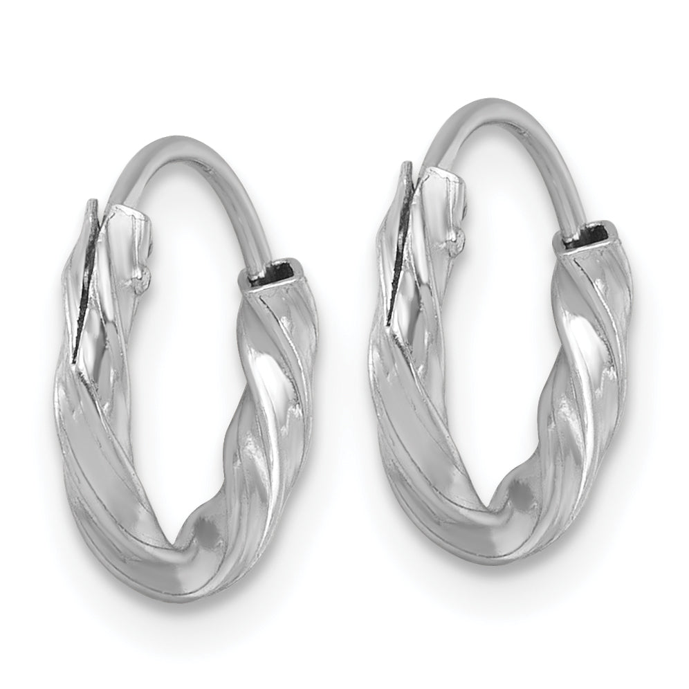 Sterling Silver Rhodium-plated Polished Twisted 2.25 x 13mm Round Endless Hoop Earrings Secondary image