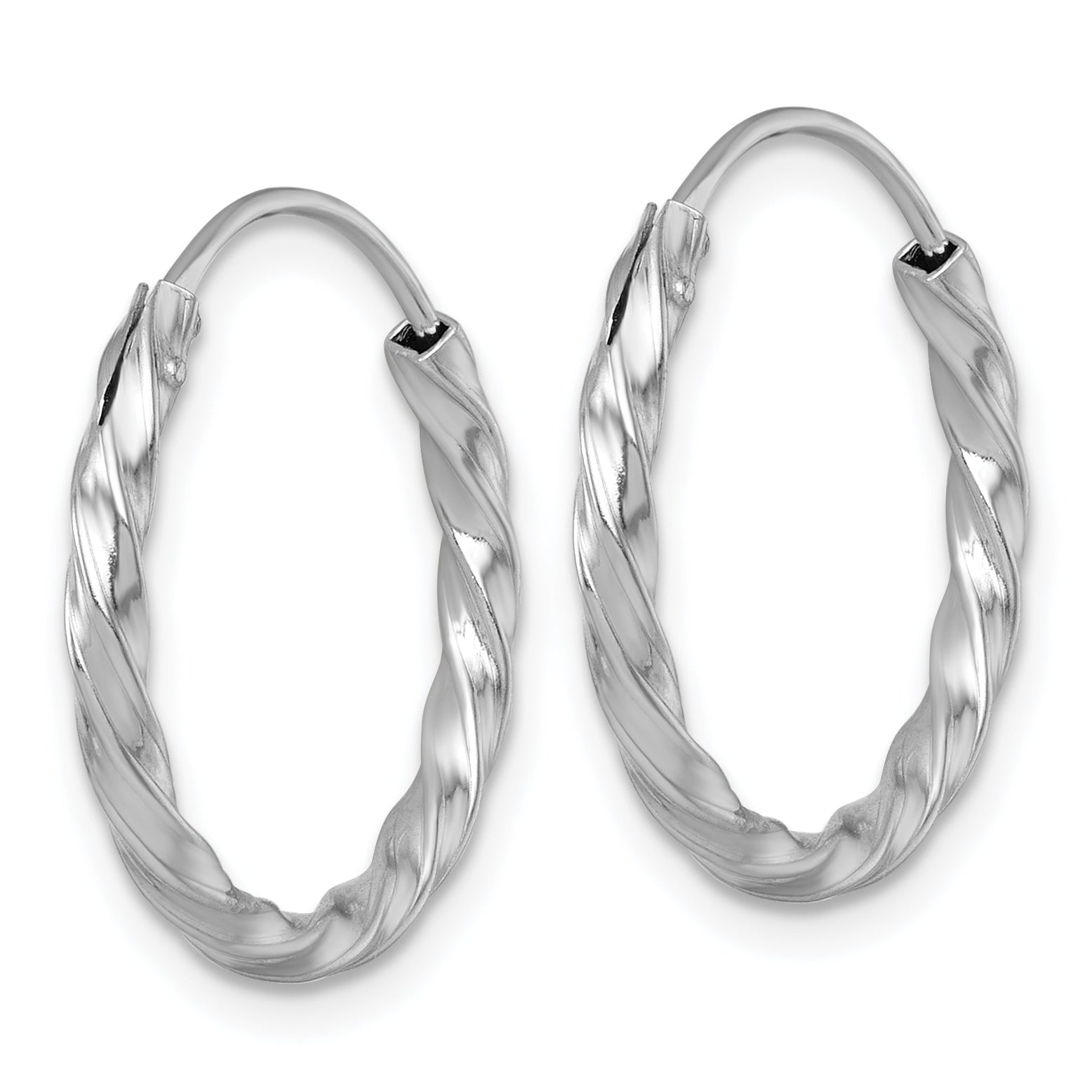 Sterling Silver Rhodium-plated Polished Twisted 2.25 x 20mm Round EndleSterling Silver Hoop Earrings Secondary image