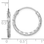 Sterling Silver Rhodium-plated Polished Twisted 2.25 x 20mm Round Endless Hoop Earrings