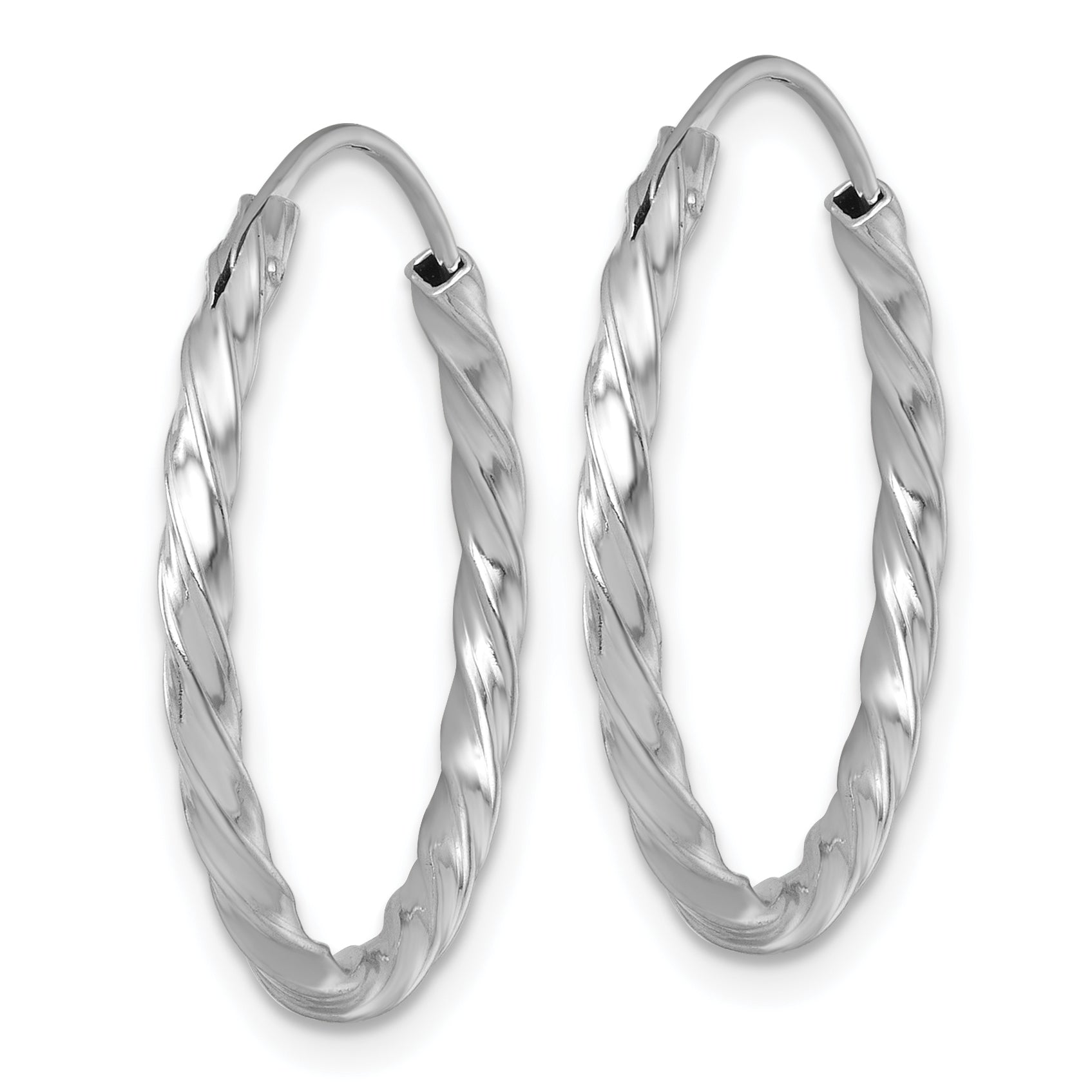 Sterling Silver Rhodium-plated Polished Twisted 2.25 x 26mm Round EndleSterling Silver Hoop Earrings Secondary image