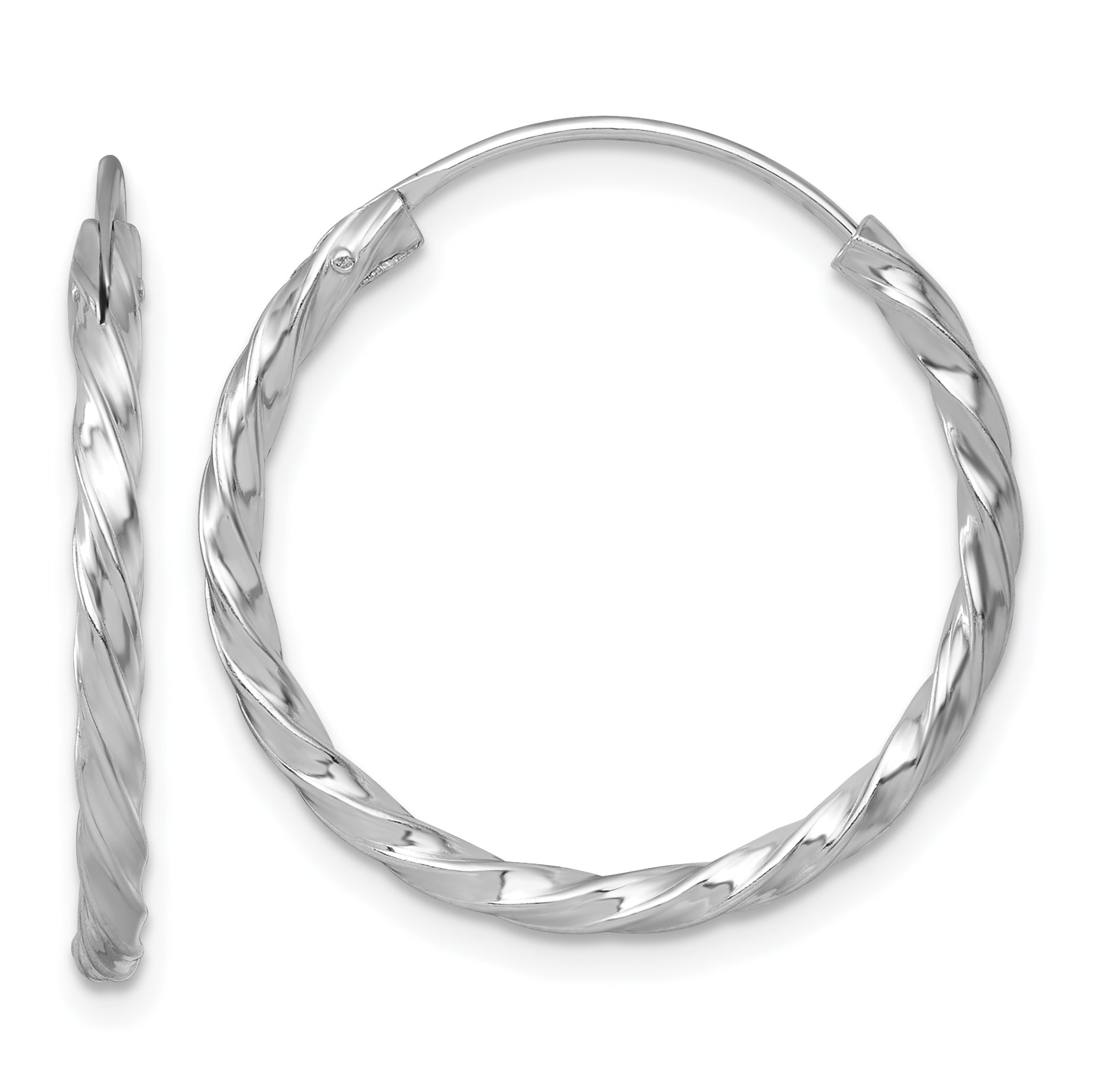 Sterling Silver Rhodium-plated Polished Twisted 2.25 x 26mm Round Endless Hoop Earrings Main image