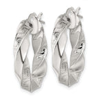Sterling Silver Polished Greek Key 5mm Twisted tube Hoop Earrings