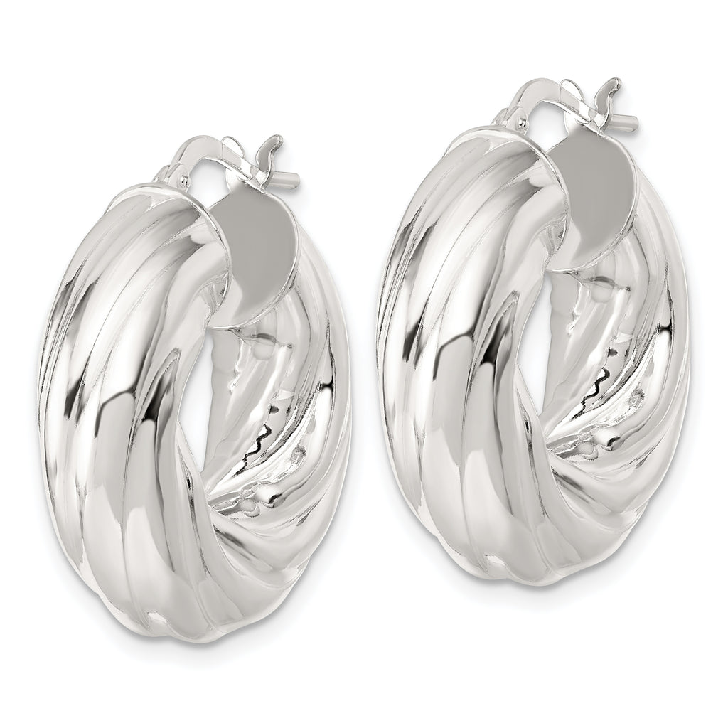 Sterling Silver Polished 8mm Twisted Tube Hoop Earrings