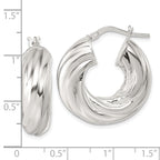 Sterling Silver Polished 8mm Twisted Tube Hoop Earrings