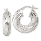 Sterling Silver Polished 8mm Twisted Tube Hoop Earrings