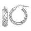 Sterling Silver Rhodium-plated Polished Brushed/Textured 6.00mm x 22mm Tube Hoop Earrings