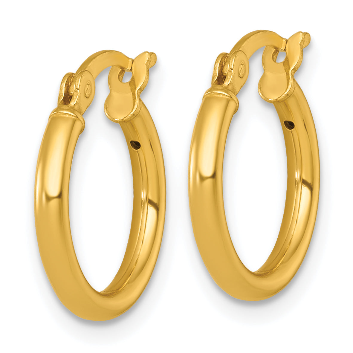 Sterling Silver Gold-tone Polished 2.00mm x 15mm Round Tube Hoop Earrings Secondary image