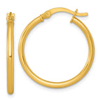 Sterling Silver Gold-tone Polished 2.00mm x 25mm Round Tube Hoop Earrings