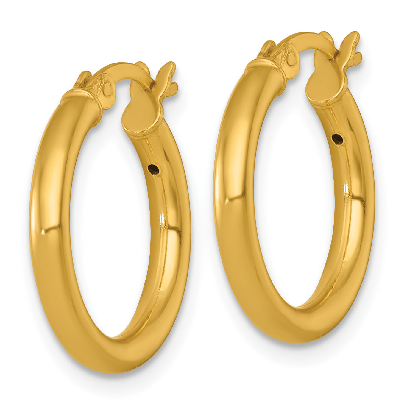 Sterling Silver Gold-tone Polished 2.5mm x 18mm Round Tube Hoop Earrings Secondary image