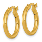 Sterling Silver Gold-tone Polished 2.5mm x 18mm Round Tube Hoop Earrings
