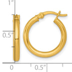 Sterling Silver Gold-tone Polished 2.5mm x 18mm Round Tube Hoop Earrings