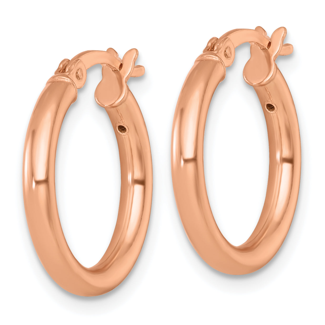 Sterling Silver Rose-tone Polished 2.5mm x 18mm Round Tube Hoop Earrings Secondary image