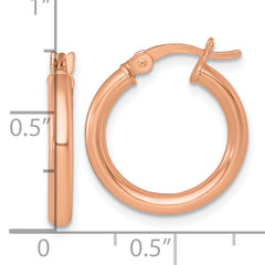 Sterling Silver Rose-tone Polished 2.5mm x 18mm Round Tube Hoop Earrings