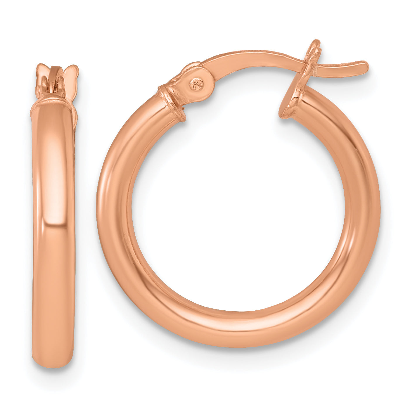 Sterling Silver Rose-tone Polished 2.5mm x 18mm Round Tube Hoop Earrings