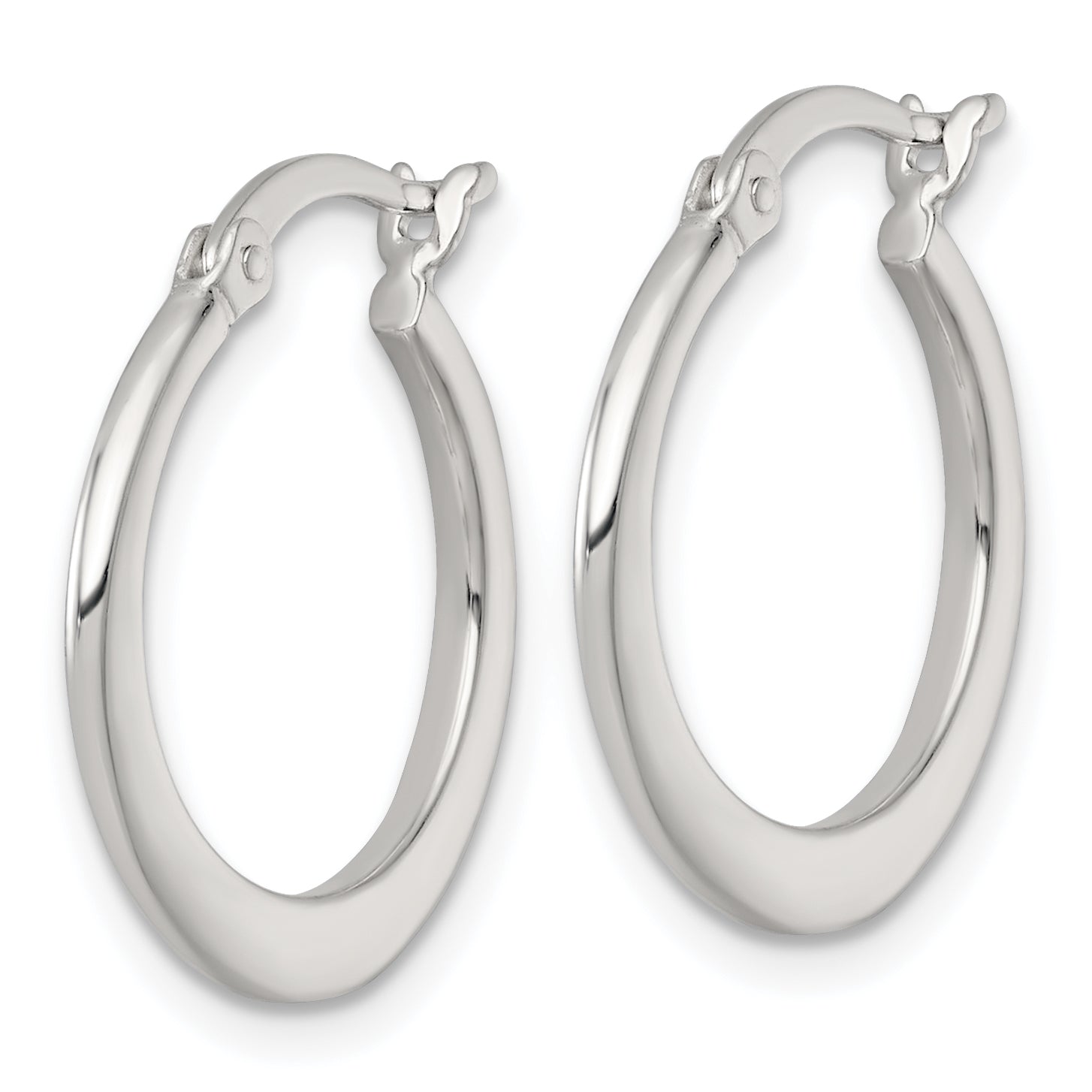 Sterling Silver Polished 20.0mm Tapered Round Hoop Earrings Secondary image