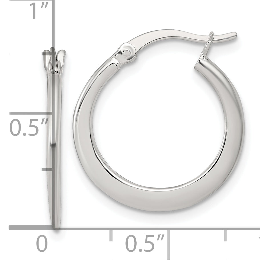 Sterling Silver Polished 20.0mm Tapered Round Hoop Earrings