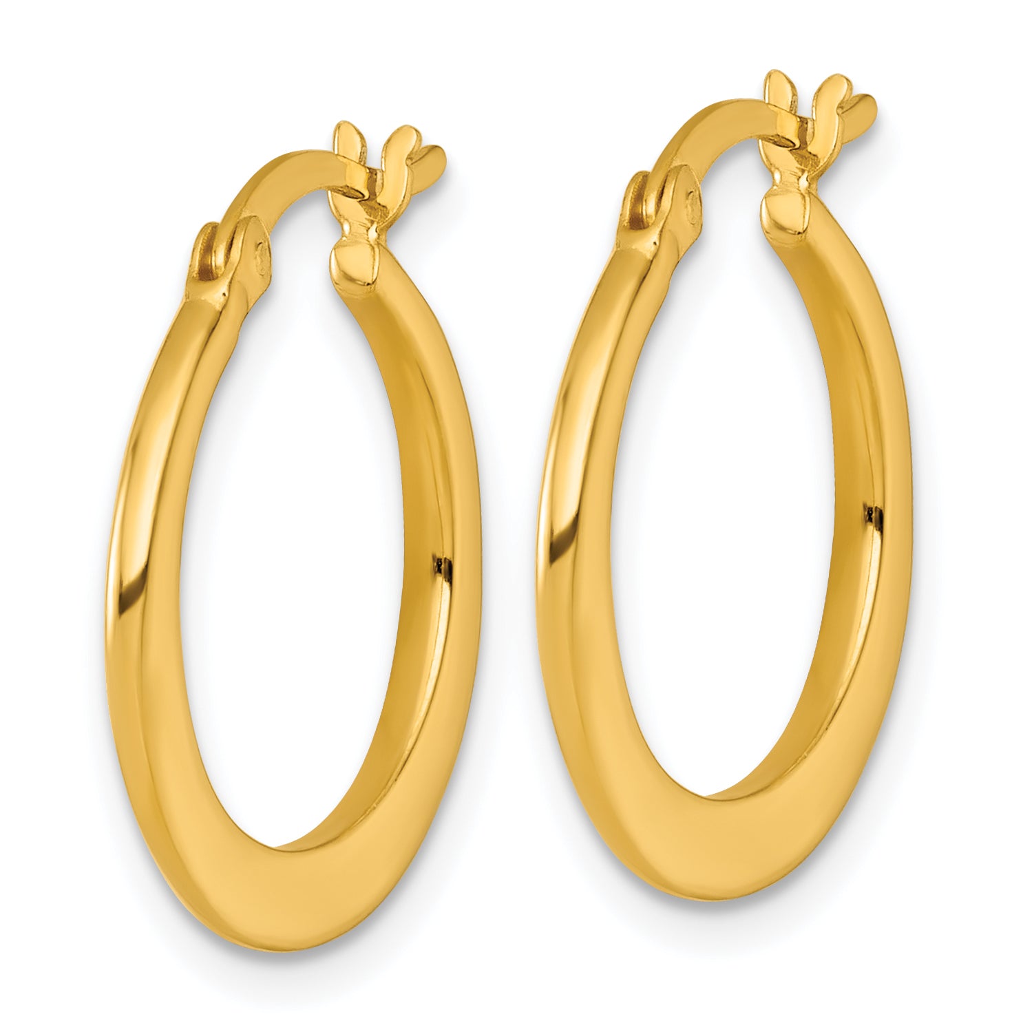 Sterling Silver Gold-tone Polished 20.0mm Tapered Round Hoop Earrings Secondary image