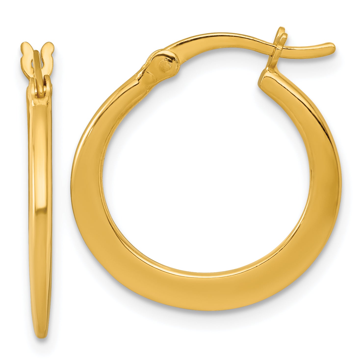 Sterling Silver Gold-tone Polished 20.0mm Tapered Round Hoop Earrings Main image