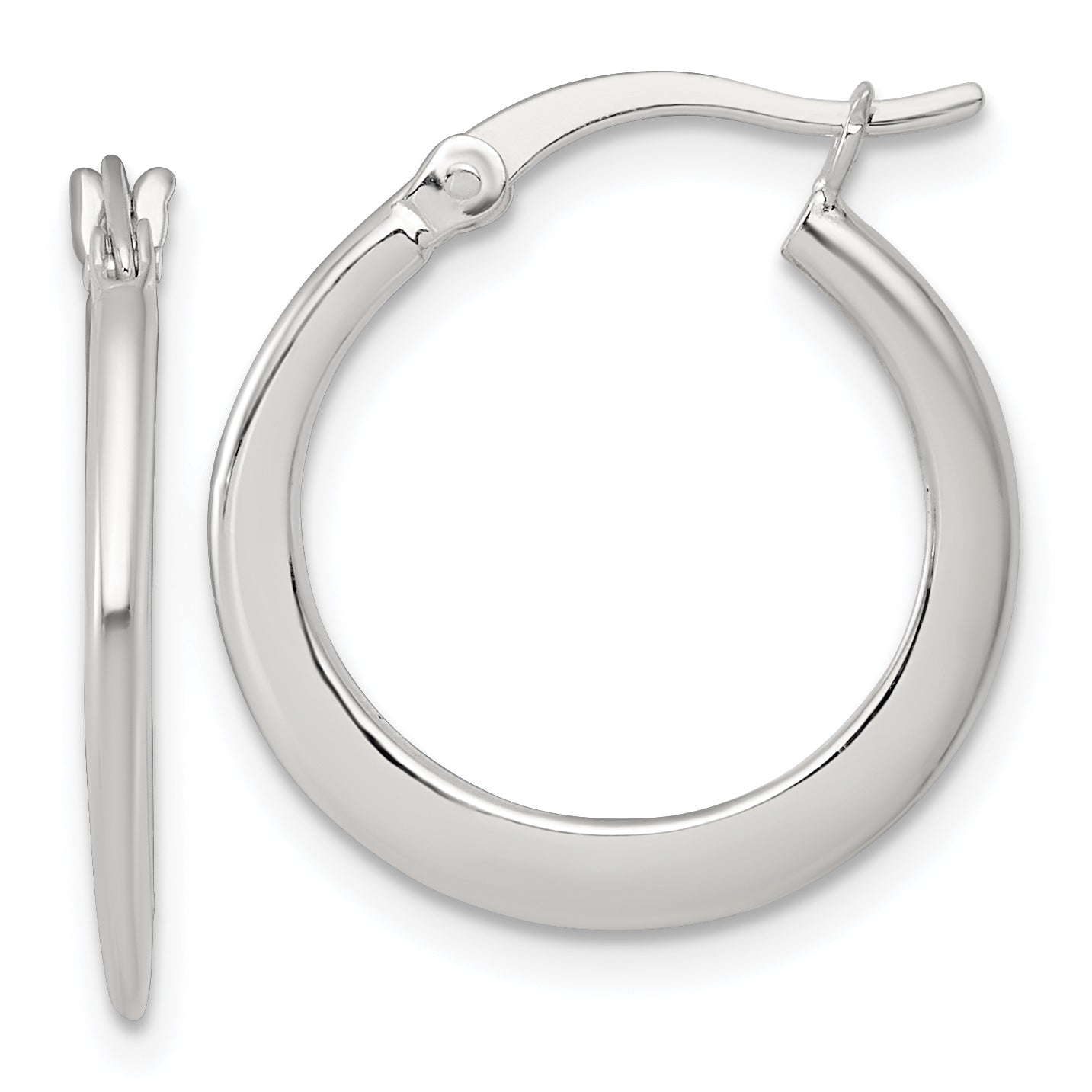 Sterling Silver Polished 20.0mm Tapered Round Hoop Earrings Main image