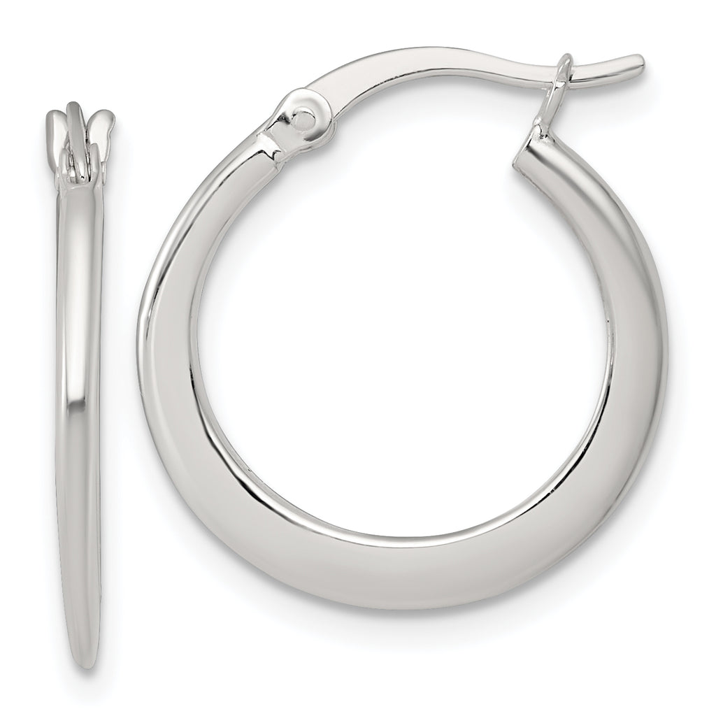 Sterling Silver Polished 20.0mm Tapered Round Hoop Earrings